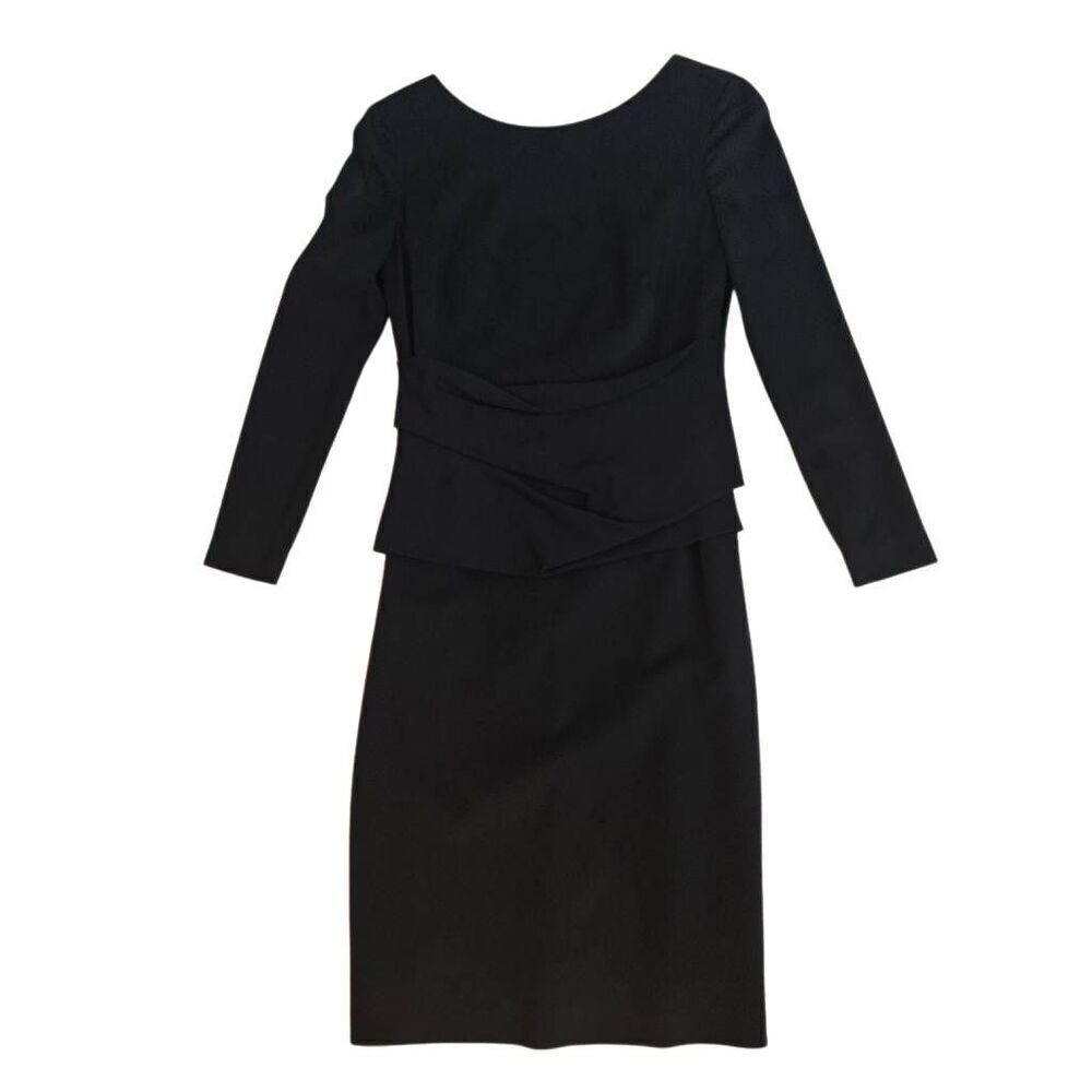 A-K-R-I-S Punto Womens Crew Drape Detail Long Sleeve Shift Dress Black Small